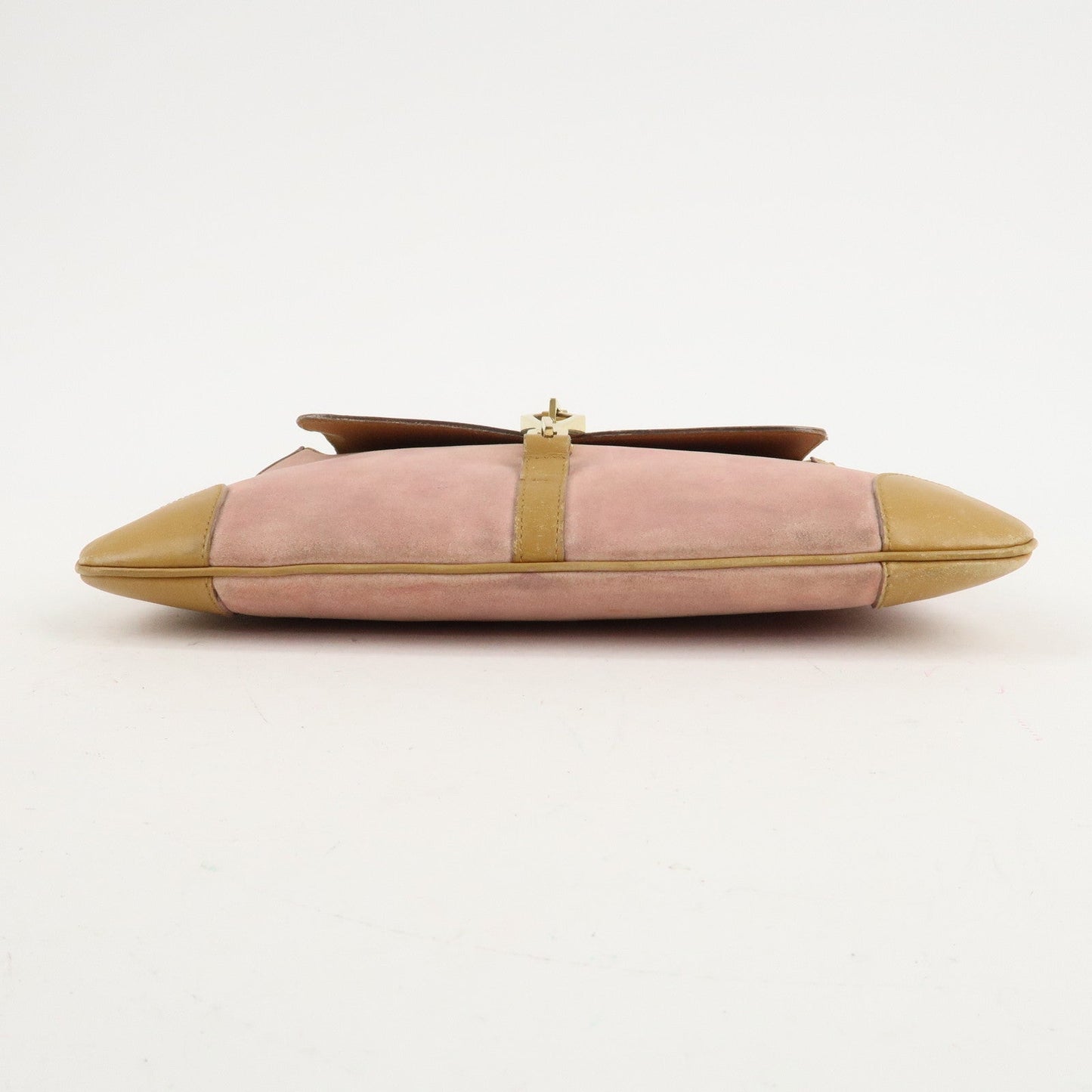 GUCCI Bamboo Suede Leather Shoulder Bag Pink Beige 001.4096.1705