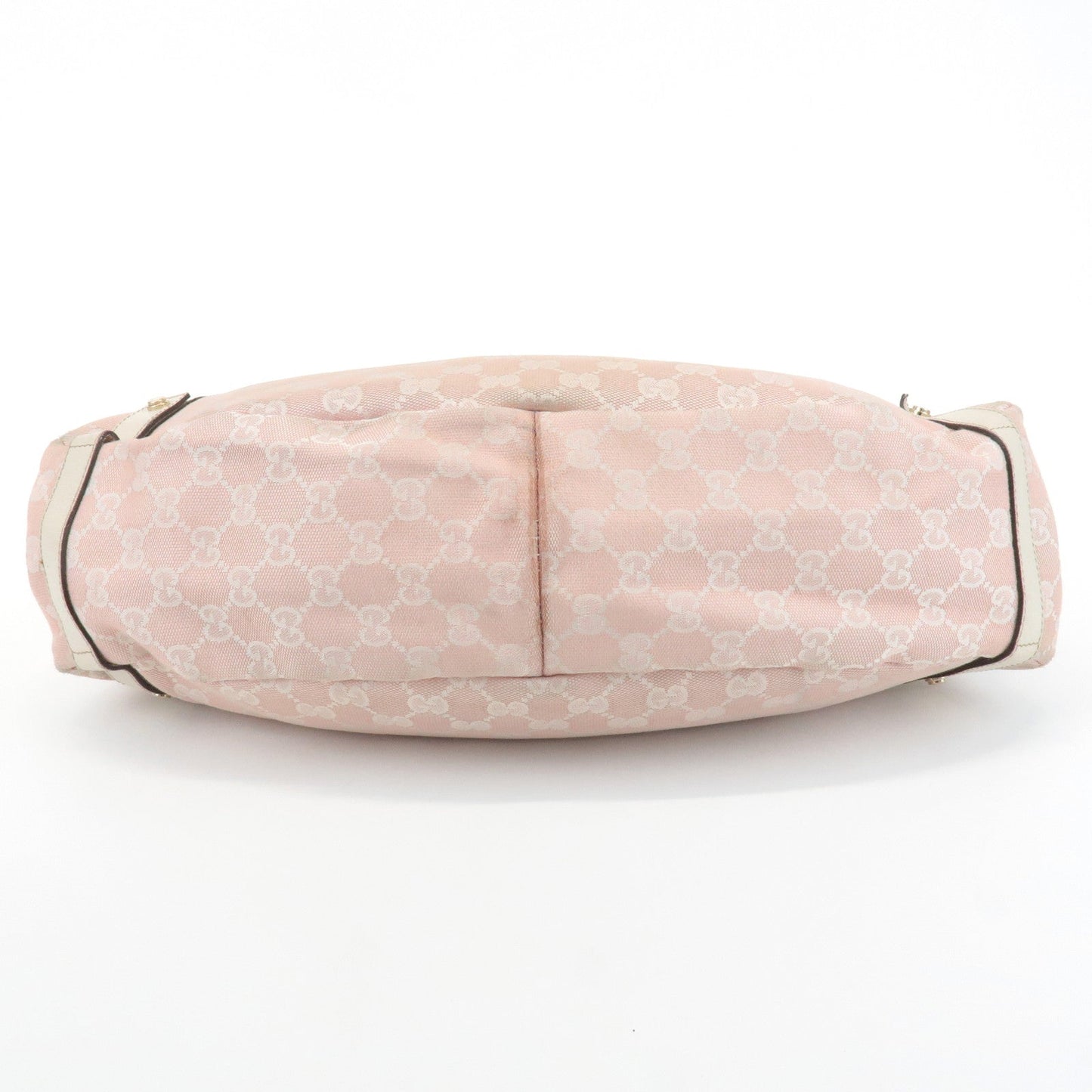 GUCCI Abbey GG Canvas Leather Tote Hand Bag Pink Ivory 130736