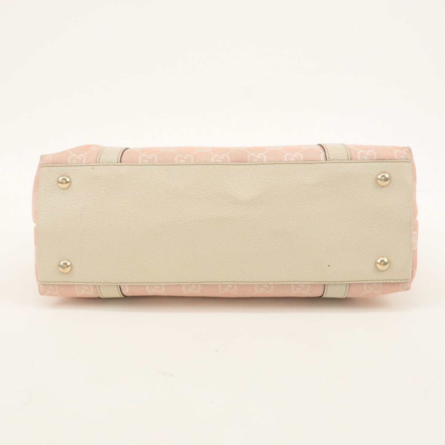GUCCI Abbey GG Canvas Leather Tote Hand Bag Pink White 141470