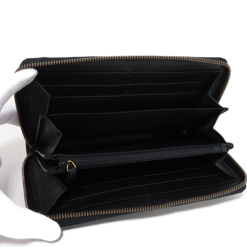 GUCCI Long Wallet Purse 428785 Smooth Calfskin Leather black Logo embossing Rabbit embroidered zip-around wallet Women(Unisex) Used