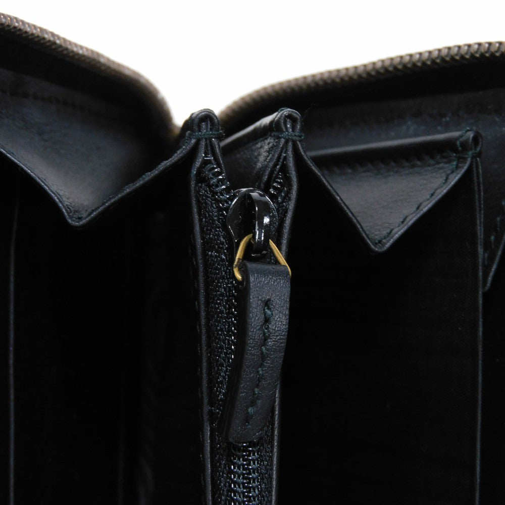 GUCCI Long Wallet Purse 428785 Smooth Calfskin Leather black Logo embossing Rabbit embroidered zip-around wallet Women(Unisex) Used