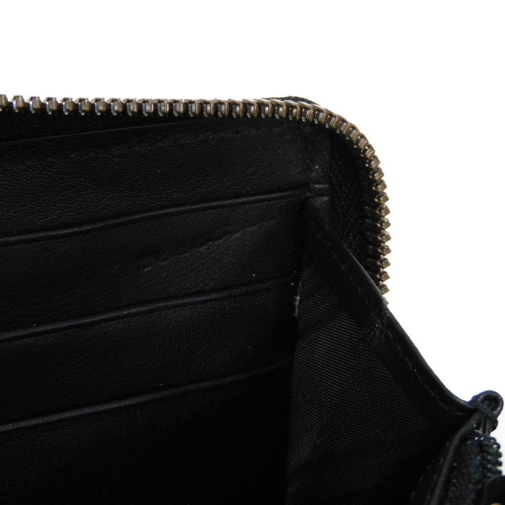 GUCCI Long Wallet Purse 428785 Smooth Calfskin Leather black Logo embossing Rabbit embroidered zip-around wallet Women(Unisex) Used