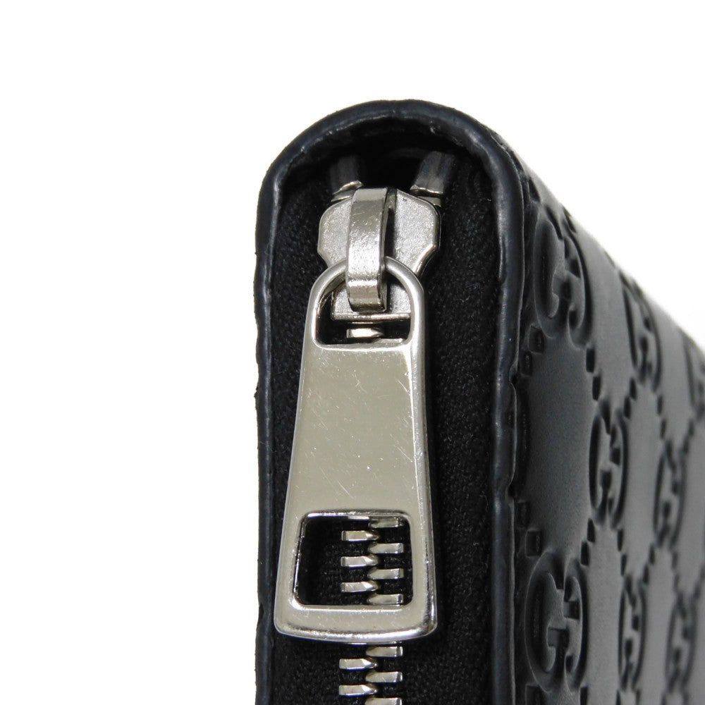 GUCCI Long Wallet Purse 473928 CWC1N 1000 Signature leather black GG Shima Durian zip around wallet mens Used