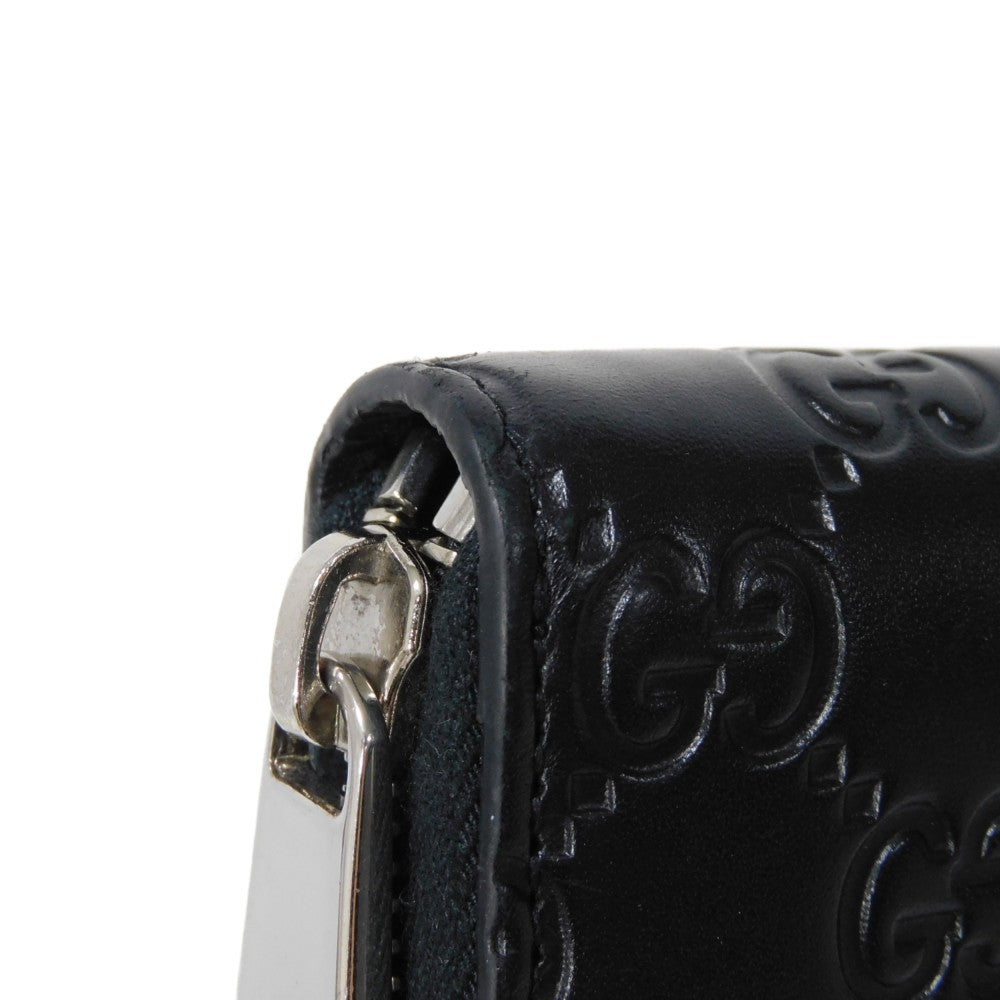 GUCCI Long Wallet Purse 473928 CWC1N 1000 Signature leather black GG Shima Durian zip around wallet mens Used