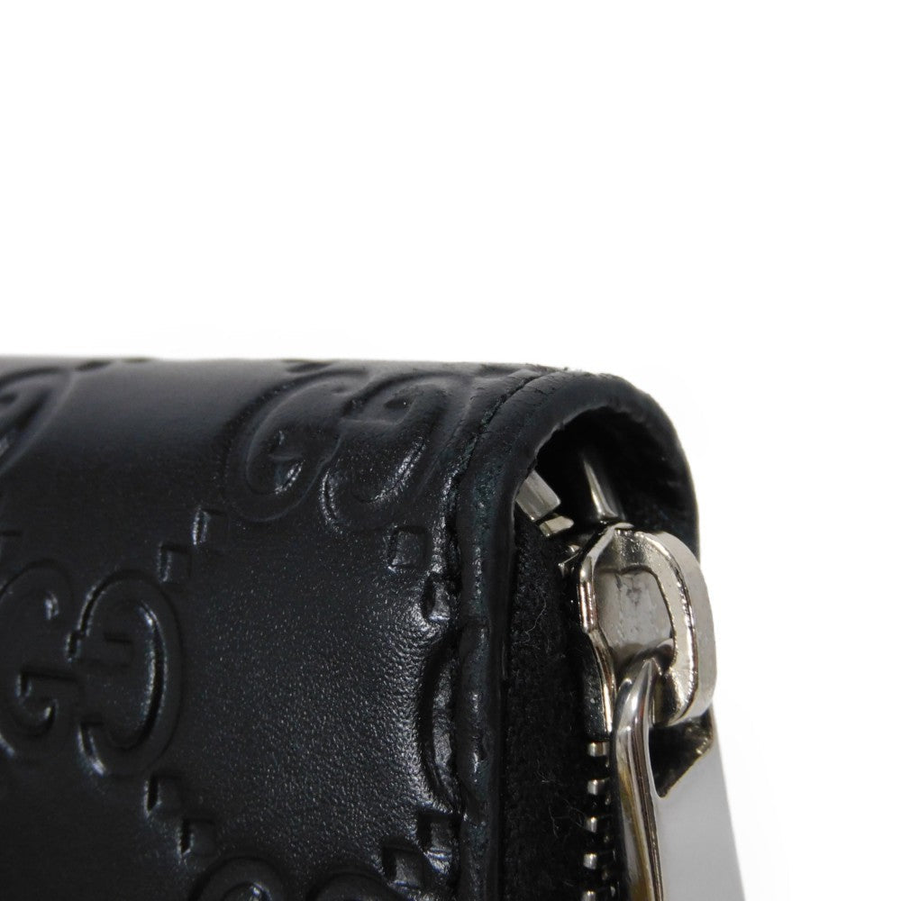 GUCCI Long Wallet Purse 473928 CWC1N 1000 Signature leather black GG Shima Durian zip around wallet mens Used