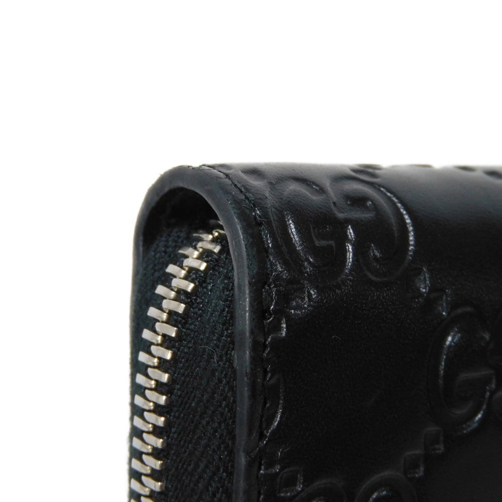 GUCCI Long Wallet Purse 473928 CWC1N 1000 Signature leather black GG Shima Durian zip around wallet mens Used