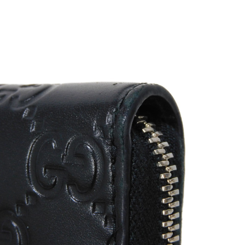 GUCCI Long Wallet Purse 473928 CWC1N 1000 Signature leather black GG Shima Durian zip around wallet mens Used