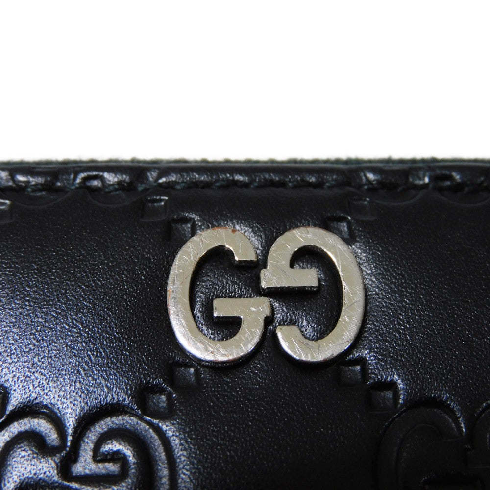 GUCCI Long Wallet Purse 473928 CWC1N 1000 Signature leather black GG Shima Durian zip around wallet mens Used