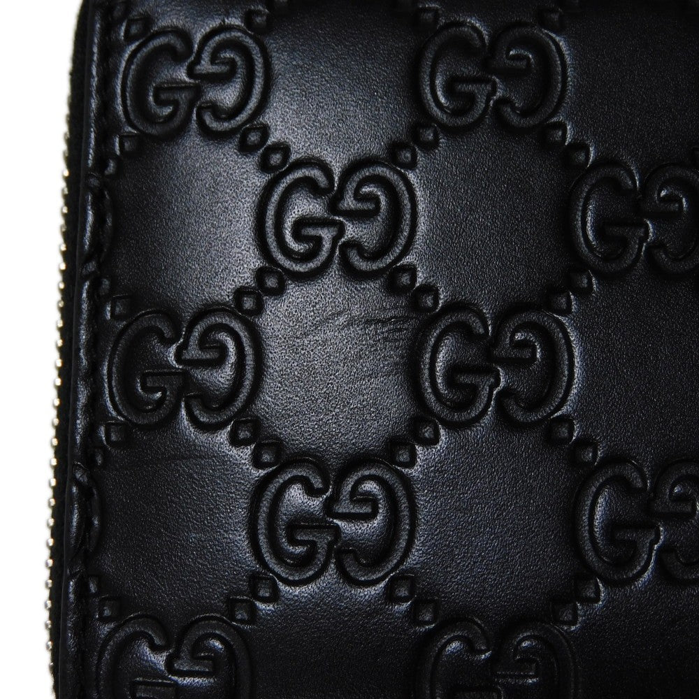 GUCCI Long Wallet Purse 473928 CWC1N 1000 Signature leather black GG Shima Durian zip around wallet mens Used