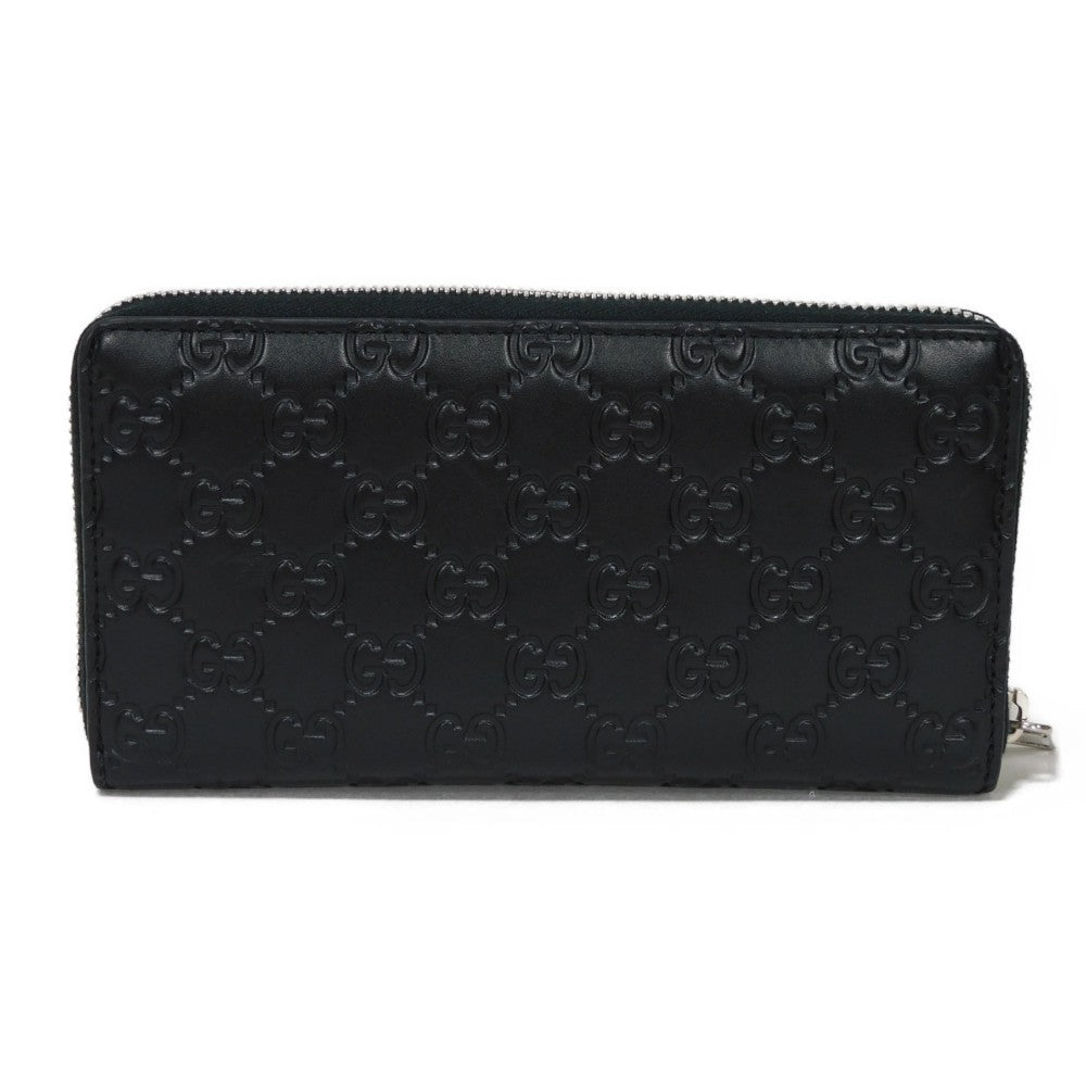 GUCCI Long Wallet Purse 473928 CWC1N 1000 Signature leather black GG Shima Durian zip around wallet mens Used
