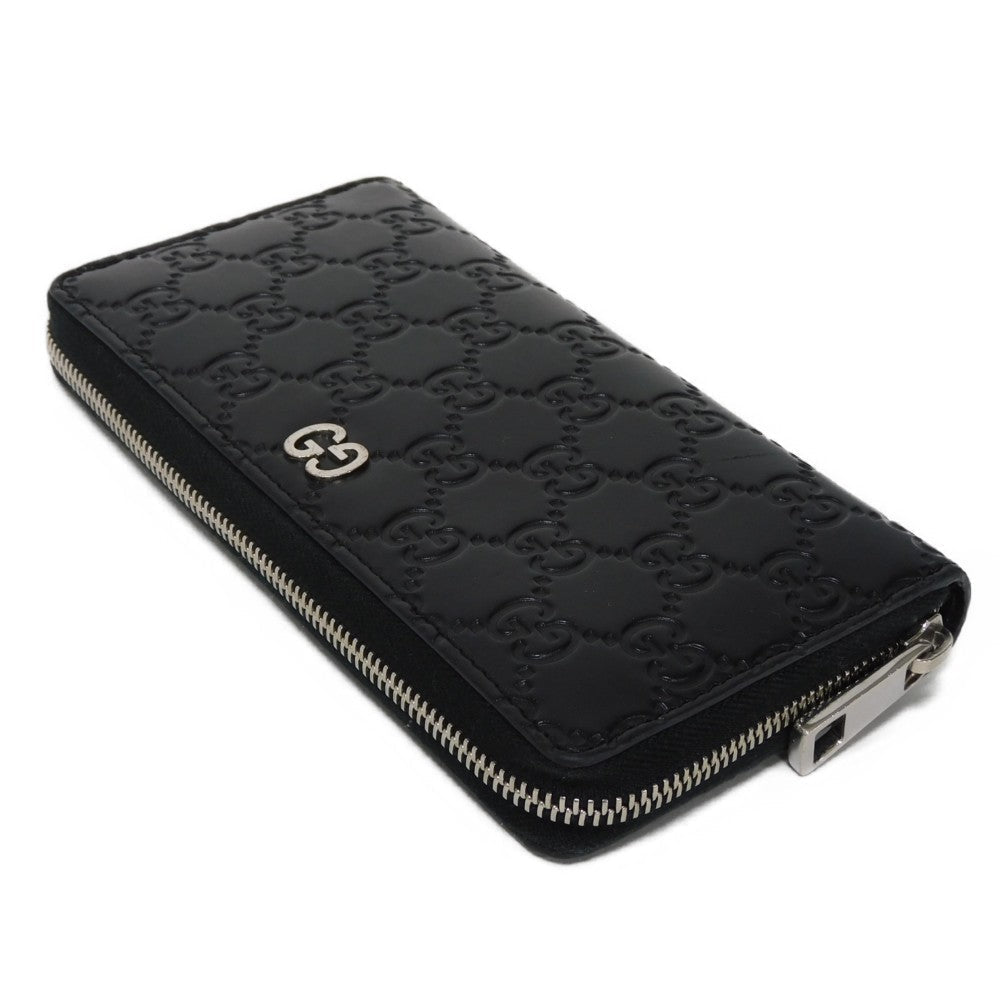 GUCCI Long Wallet Purse 473928 CWC1N 1000 Signature leather black GG Shima Durian zip around wallet mens Used
