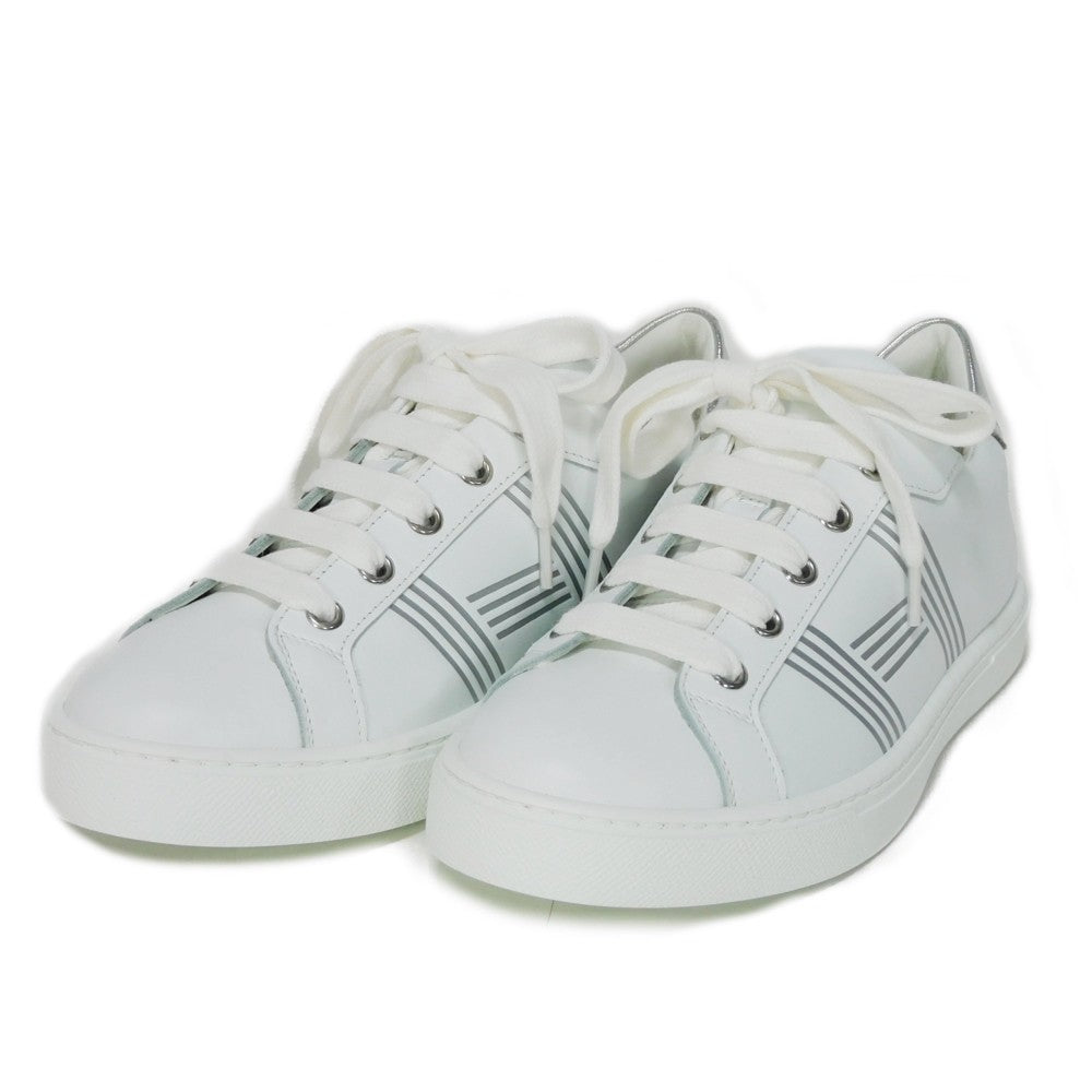 HERMES sneakers RG201115Z Calfskin White x silver H mark Avantage Women 35 Used
