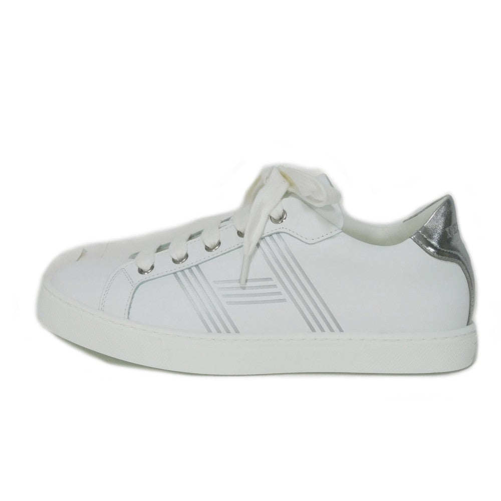 HERMES sneakers RG201115Z Calfskin White x silver H mark Avantage Women 35 Used