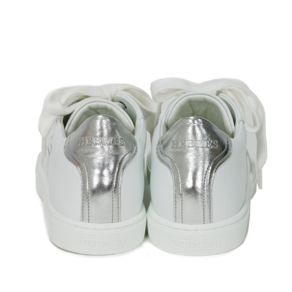 HERMES sneakers RG201115Z Calfskin White x silver H mark Avantage Women 35 Used