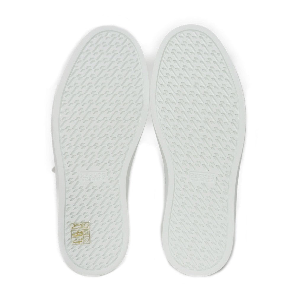 HERMES sneakers RG201115Z Calfskin White x silver H mark Avantage Women 35 Used