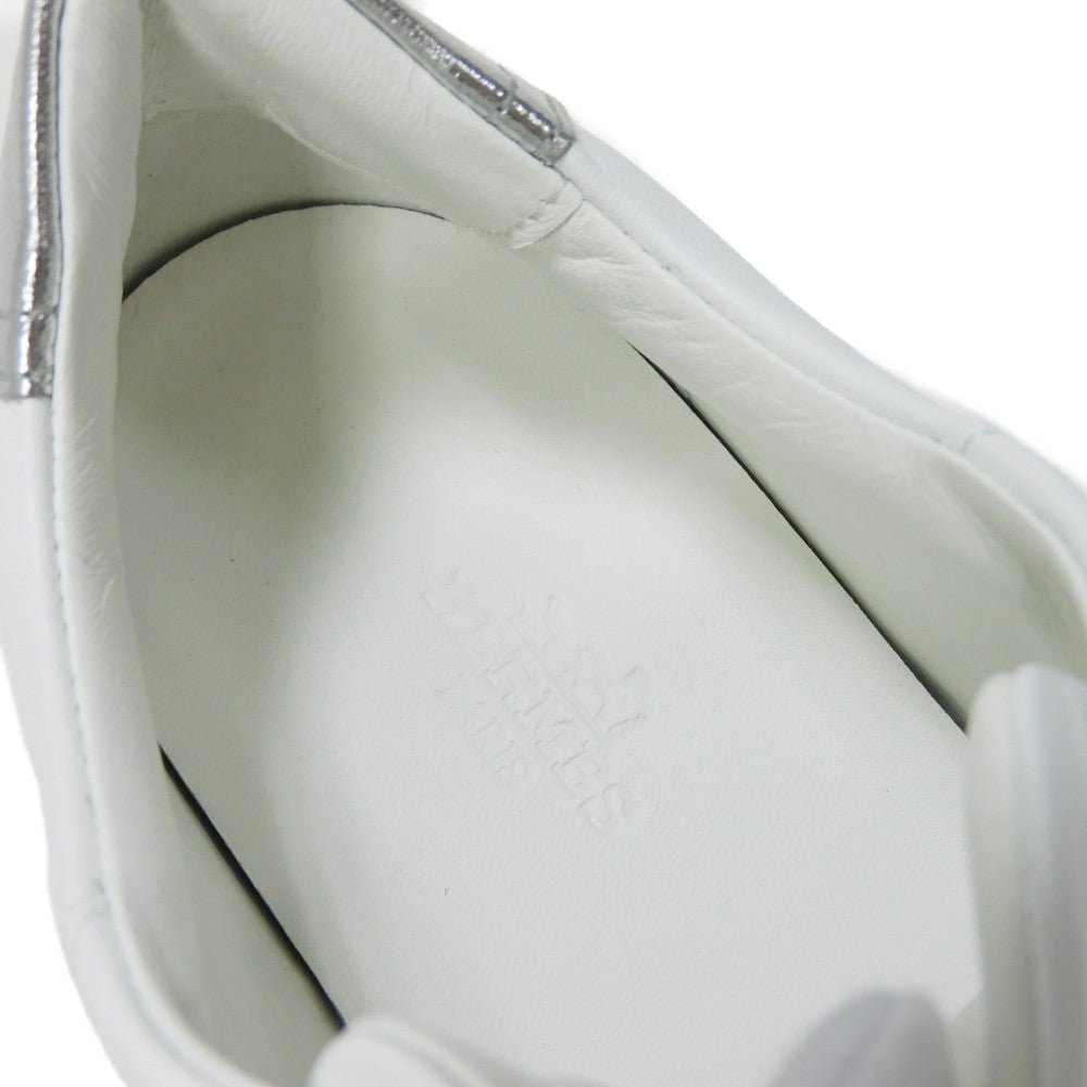 HERMES sneakers RG201115Z Calfskin White x silver H mark Avantage Women 35 Used