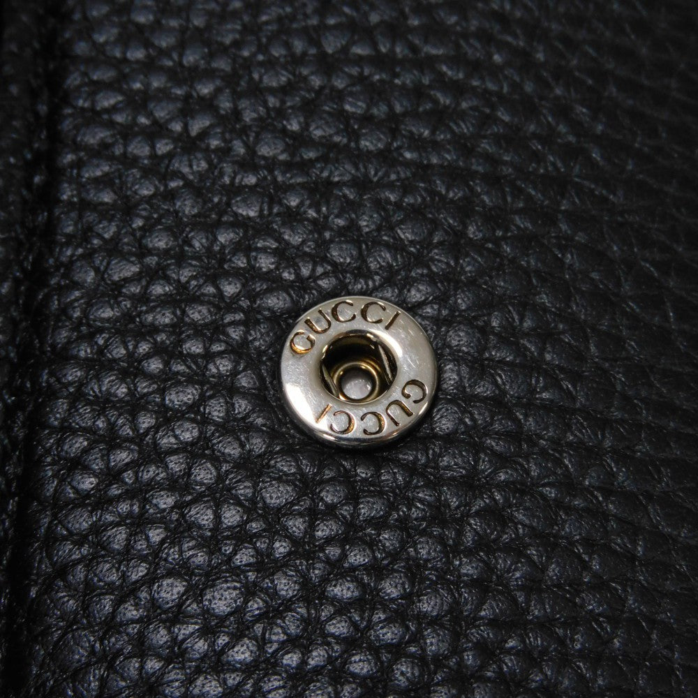 GUCCI Key case Key holder  771156 AABXM 1000 Textured leather black Metal logo logo keychain mens Used