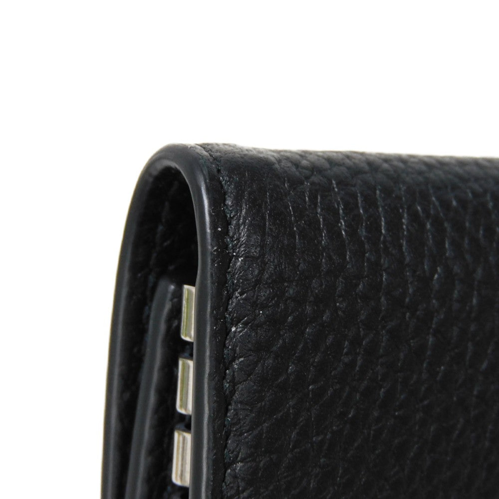GUCCI Key case Key holder  771156 AABXM 1000 Textured leather black Metal logo logo keychain mens Used