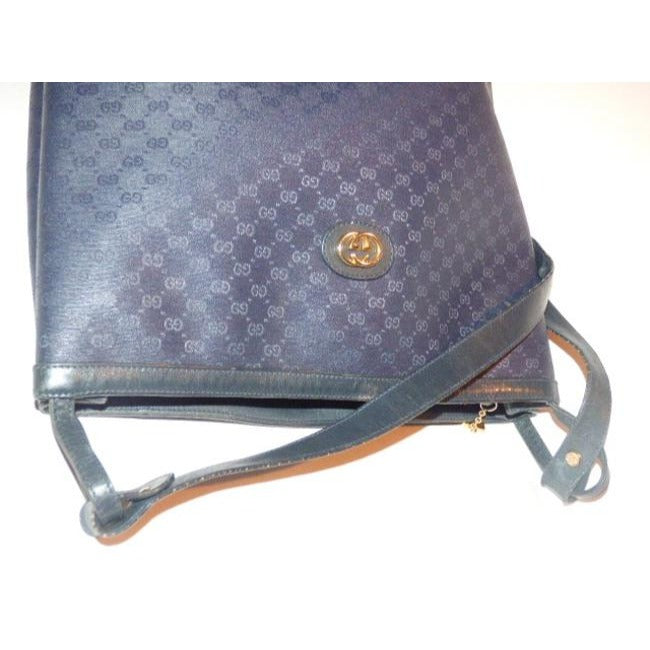 Gucci Vintage Pursesdesigner Purses Blue Small G Logo Coated Canvas And Leather Satchel