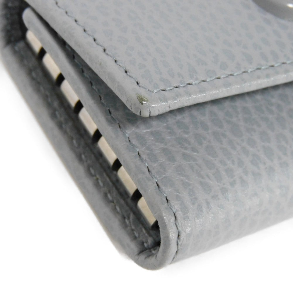 GUCCI Key case Key holder  456118 17WEN 1711 Textured leather Light gray 6-key case Key holder Petit Marmont GG Marmont Women(Unisex) Used