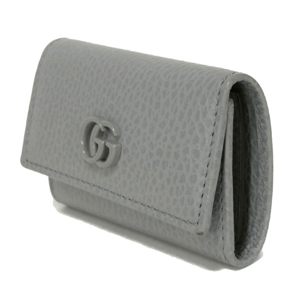 GUCCI Key case Key holder  456118 17WEN 1711 Textured leather Light gray 6-key case Key holder Petit Marmont GG Marmont Women(Unisex) Used
