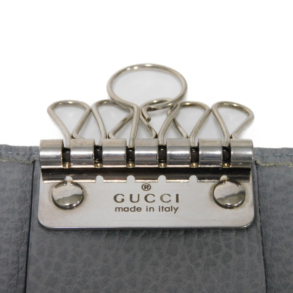 GUCCI Key case Key holder  456118 17WEN 1711 Textured leather Light gray 6-key case Key holder Petit Marmont GG Marmont Women(Unisex) Used