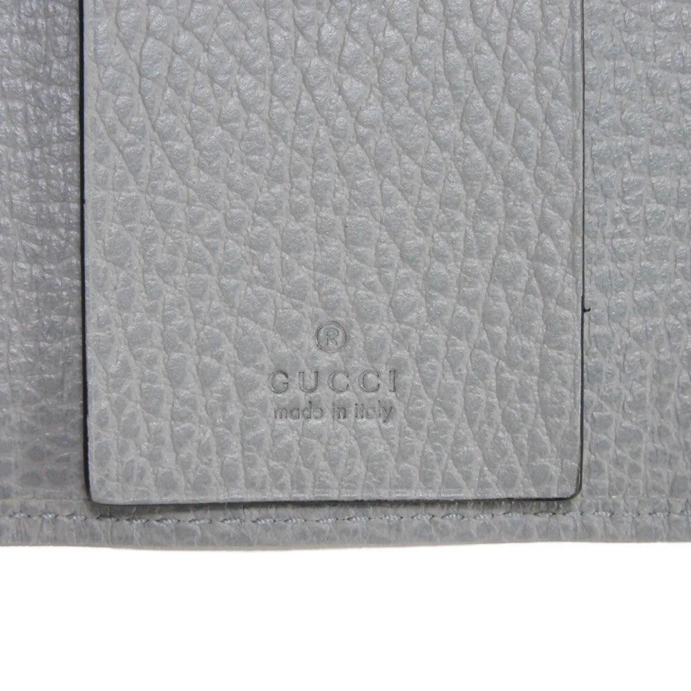 GUCCI Key case Key holder  456118 17WEN 1711 Textured leather Light gray 6-key case Key holder Petit Marmont GG Marmont Women(Unisex) Used