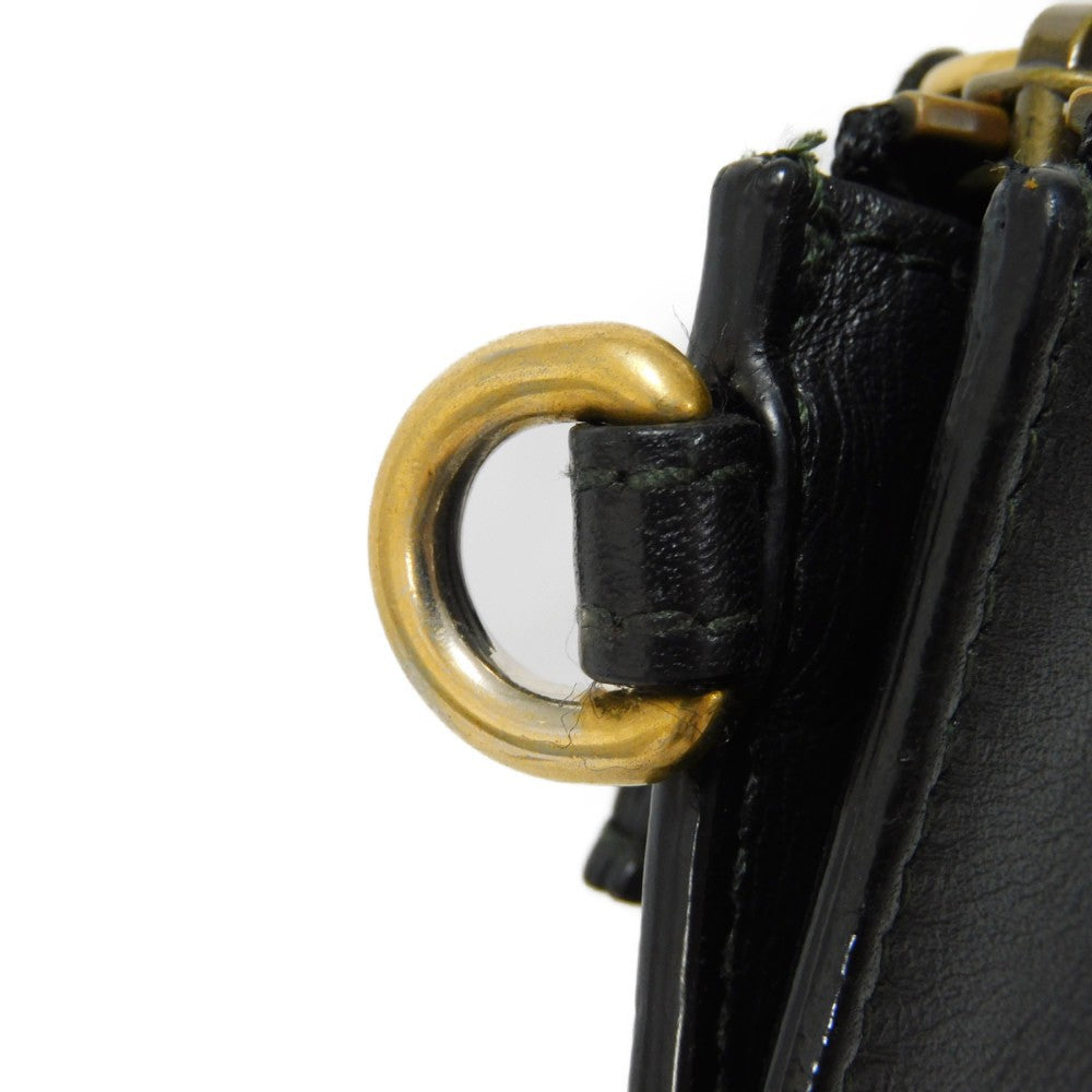 GUCCI Clutch bag 428724 AP00T 1000 Smooth Calfskin Leather black Logo embossing Animalier Cat Tiger Pouch mens Used