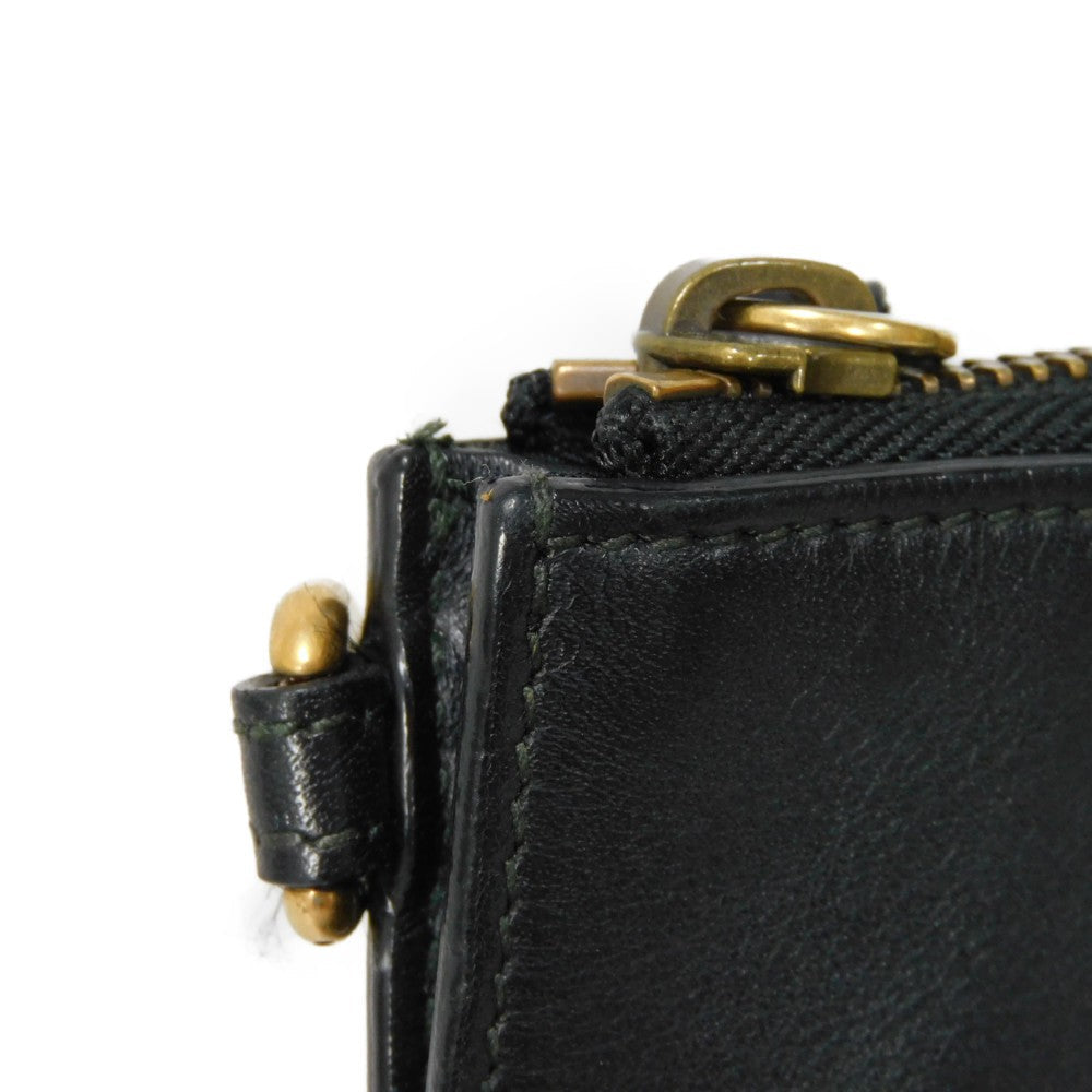 GUCCI Clutch bag 428724 AP00T 1000 Smooth Calfskin Leather black Logo embossing Animalier Cat Tiger Pouch mens Used