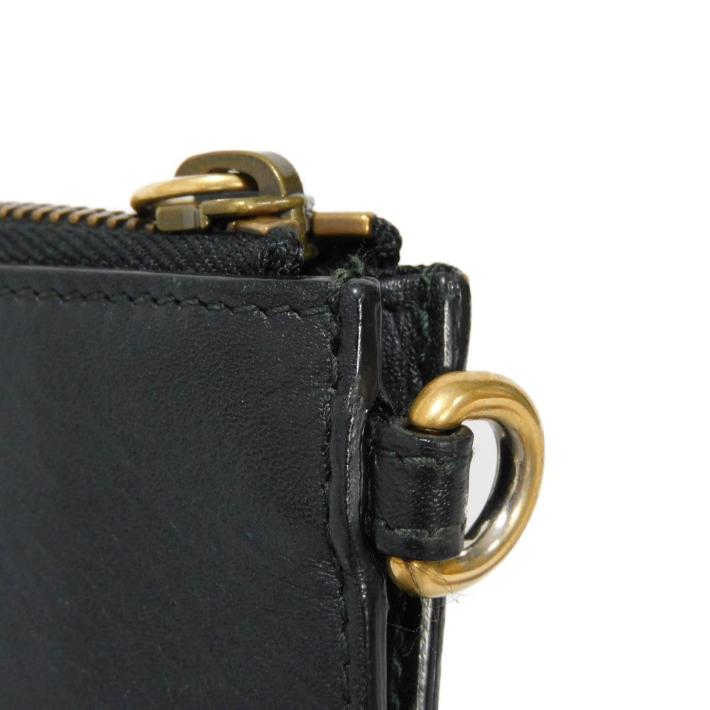 GUCCI Clutch bag 428724 AP00T 1000 Smooth Calfskin Leather black Logo embossing Animalier Cat Tiger Pouch mens Used