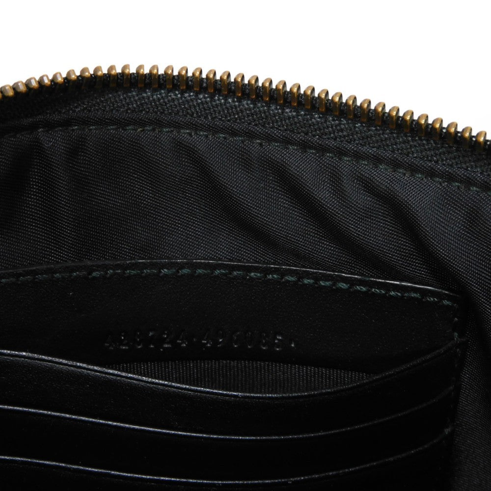 GUCCI Clutch bag 428724 AP00T 1000 Smooth Calfskin Leather black Logo embossing Animalier Cat Tiger Pouch mens Used