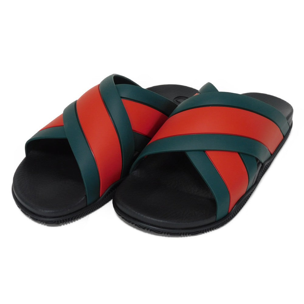 GUCCI Sandals 630326 J8700 8460 rubber Green x Red x Black Sherry line Web stripe slide sandals mens 43 Used