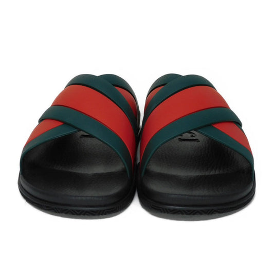 GUCCI Sandals 630326 J8700 8460 rubber Green x Red x Black Sherry line Web stripe slide sandals mens 43 Used
