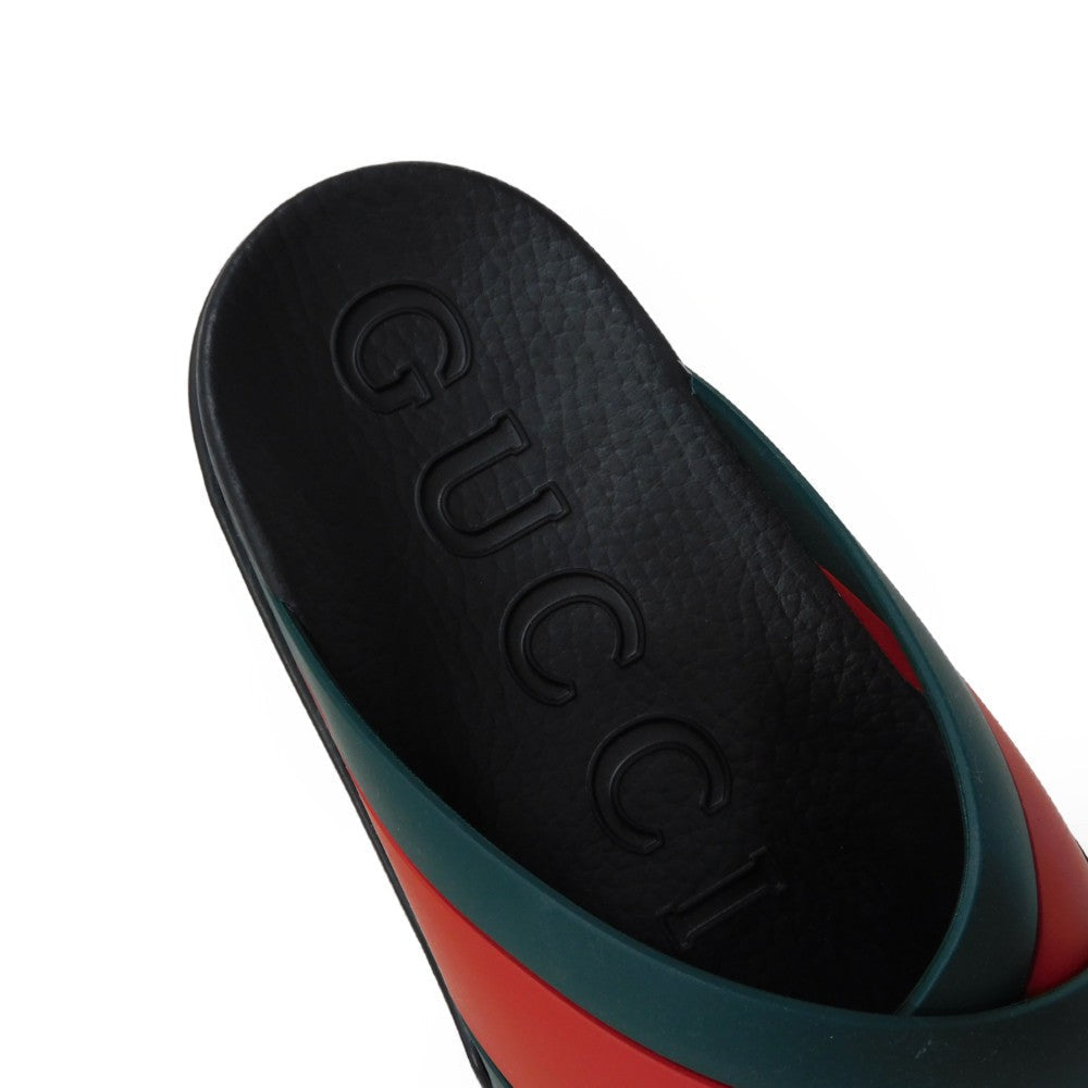 GUCCI Sandals 630326 J8700 8460 rubber Green x Red x Black Sherry line Web stripe slide sandals mens 43 Used