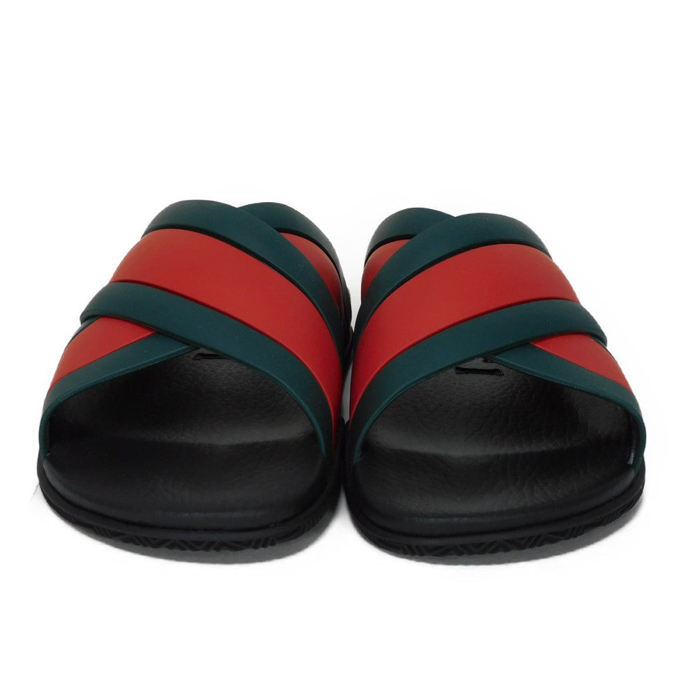 GUCCI Sandals 627820 J8700 8460 rubber Green x Red x Black Sherry line Web stripe slide sandals Women 39 Used
