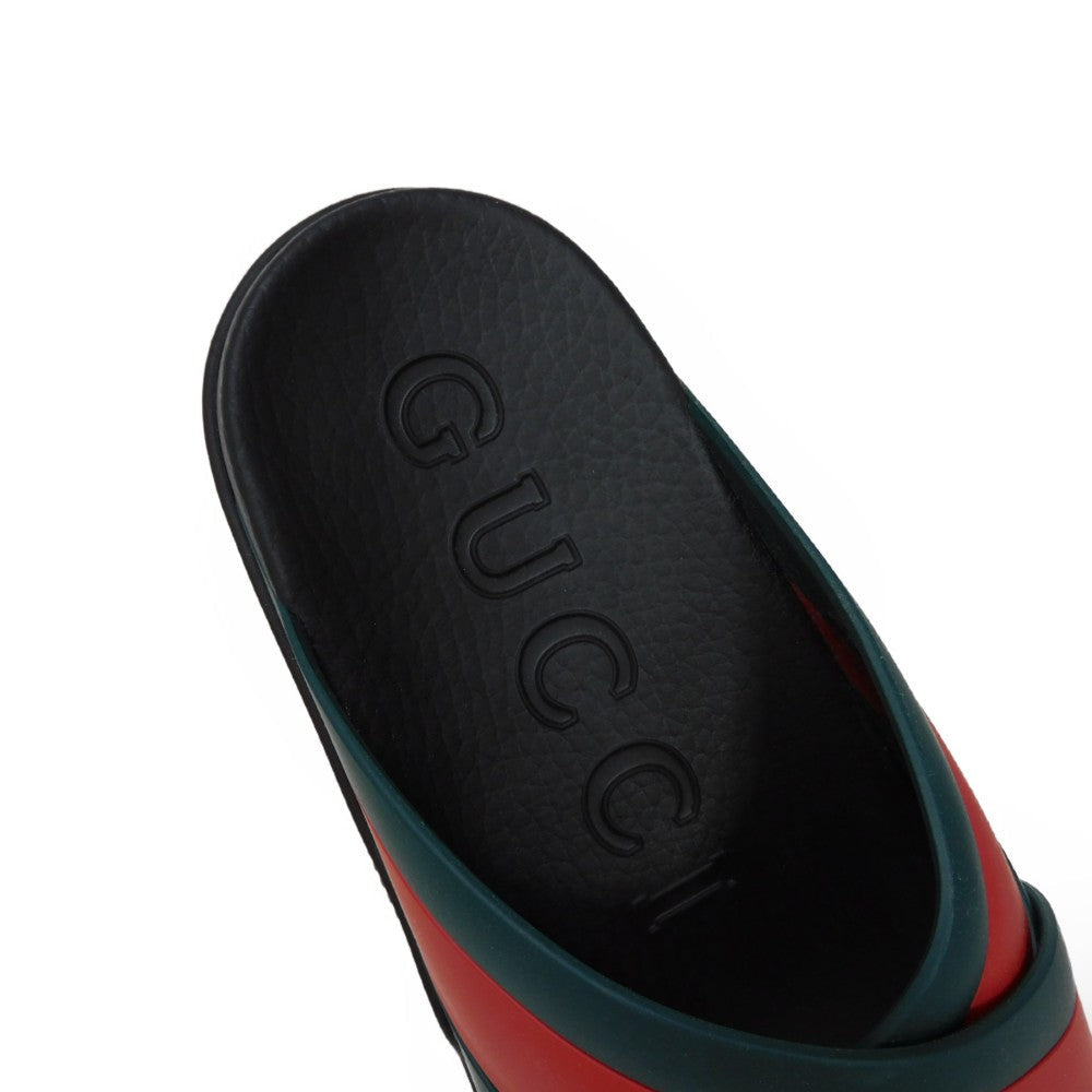 GUCCI Sandals 627820 J8700 8460 rubber Green x Red x Black Sherry line Web stripe slide sandals Women 39 Used
