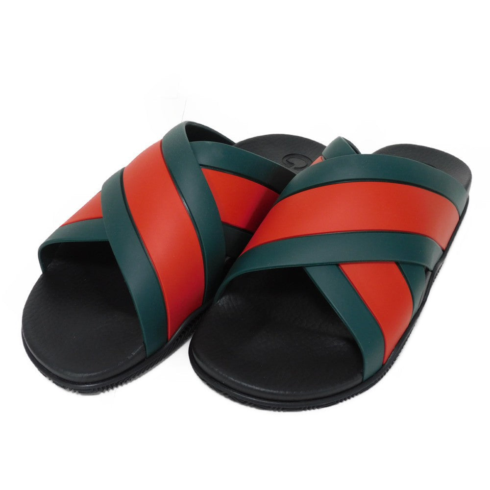 GUCCI Sandals 630326 J8700 8460 rubber Green x Red x Black Sherry line Web stripe slide sandals mens (45) Used