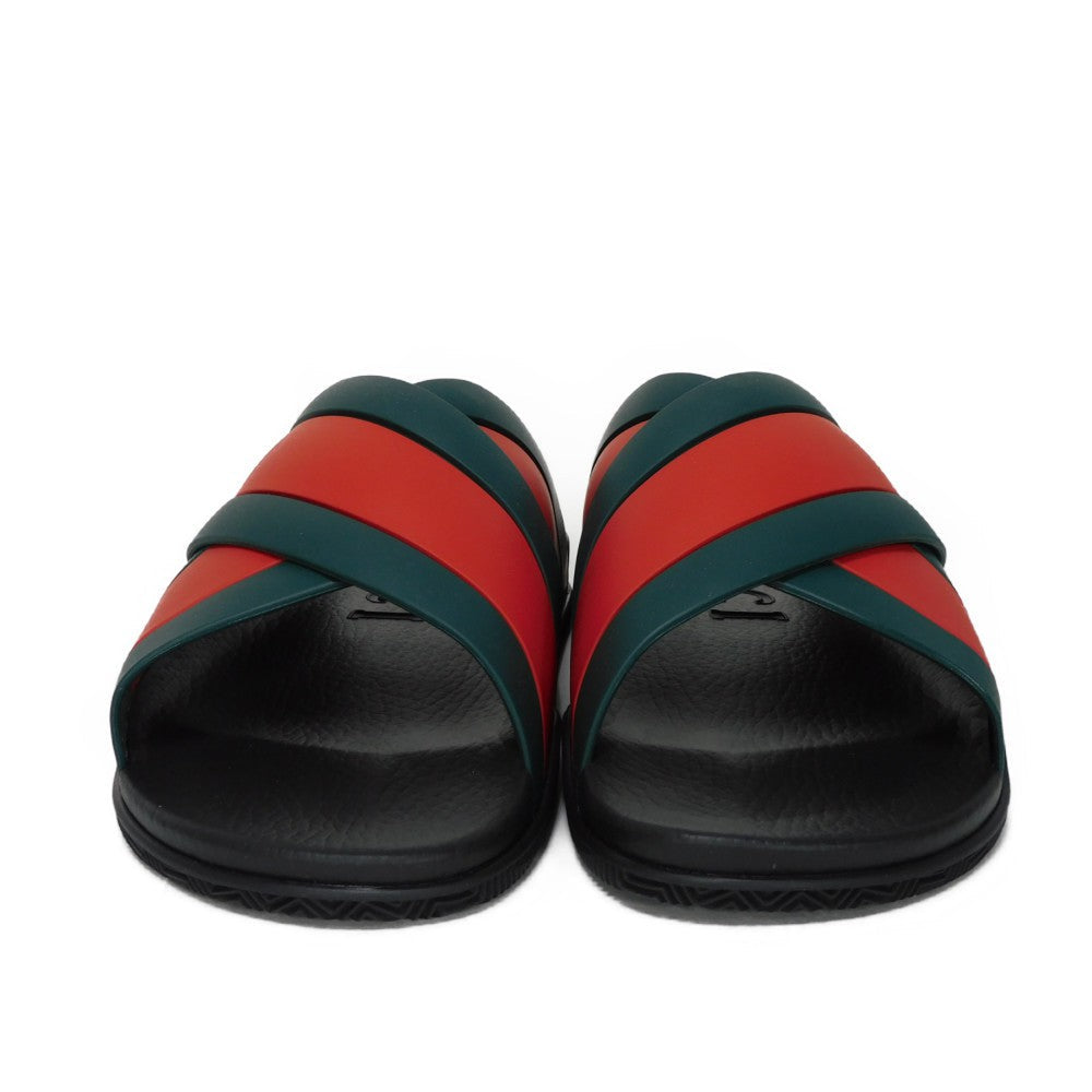 GUCCI Sandals 630326 J8700 8460 rubber Green x Red x Black Sherry line Web stripe slide sandals mens (45) Used
