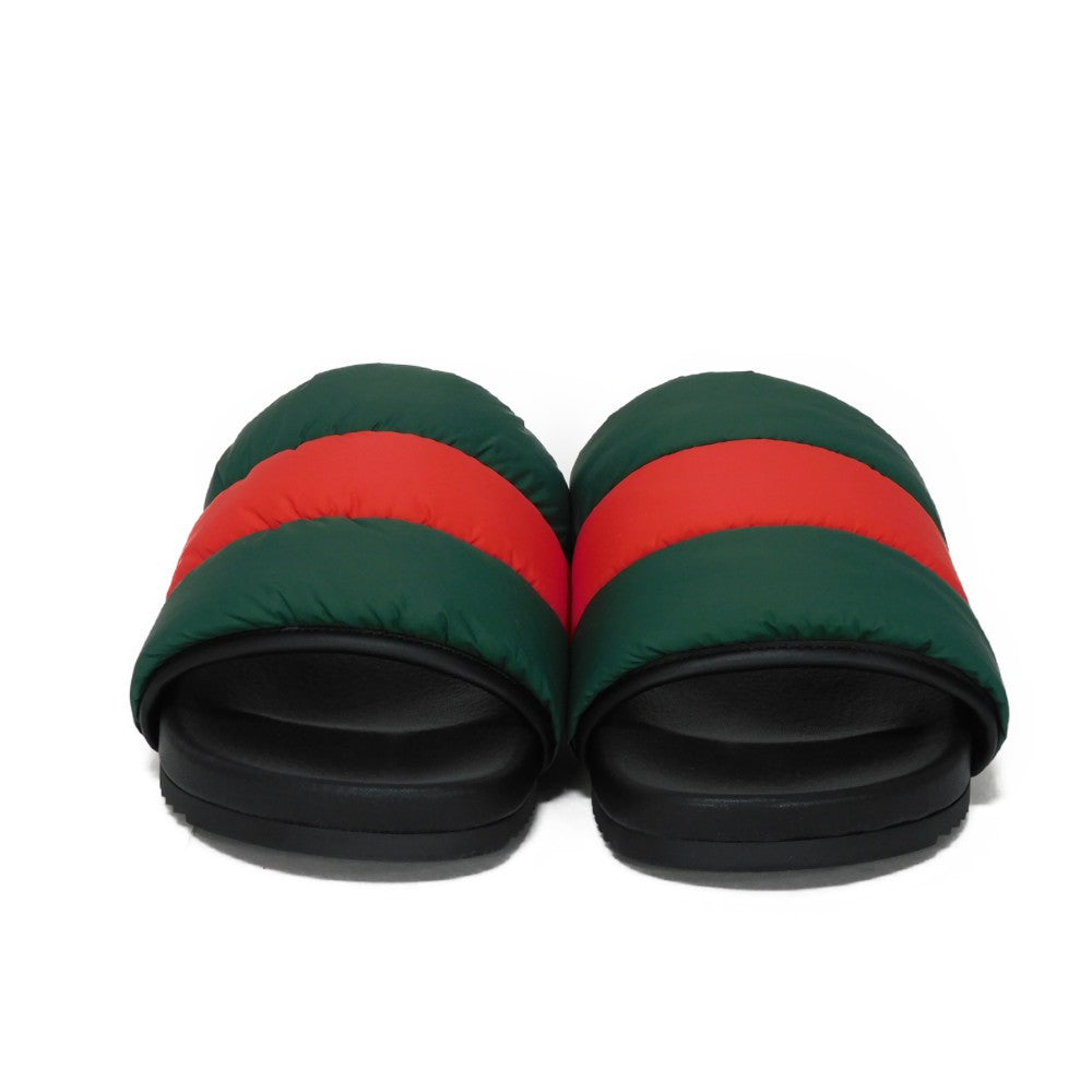 GUCCI Sandals 700320 UFR30 3060 Nylon, Rubber Green x Red x Black Sherry line Padded Web Slides Women 39 Used