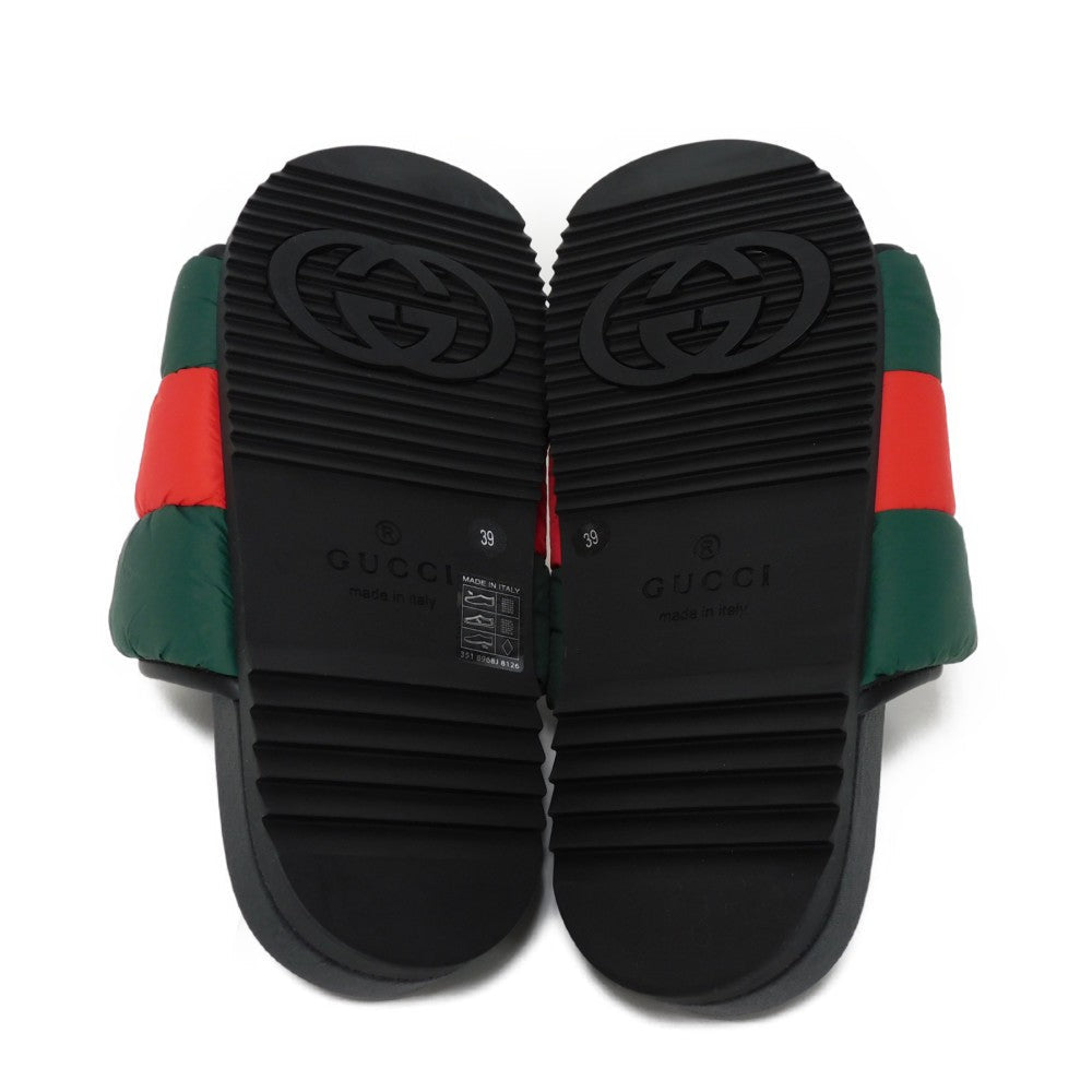 GUCCI Sandals 700320 UFR30 3060 Nylon, Rubber Green x Red x Black Sherry line Padded Web Slides Women 39 Used