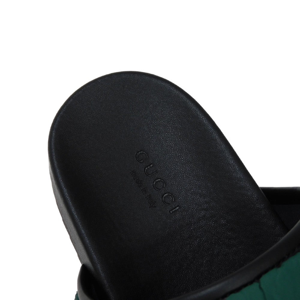 GUCCI Sandals 700320 UFR30 3060 Nylon, Rubber Green x Red x Black Sherry line Padded Web Slides Women 39 Used