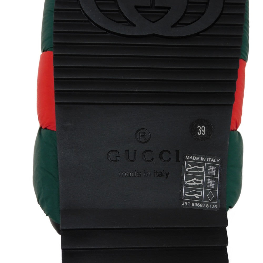 GUCCI Sandals 700320 UFR30 3060 Nylon, Rubber Green x Red x Black Sherry line Padded Web Slides Women 39 Used