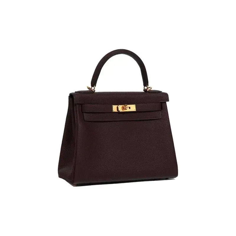 HERMES Kelly 25 Saddle Red Togo leather Bag Handbag (25,28) silver hardware