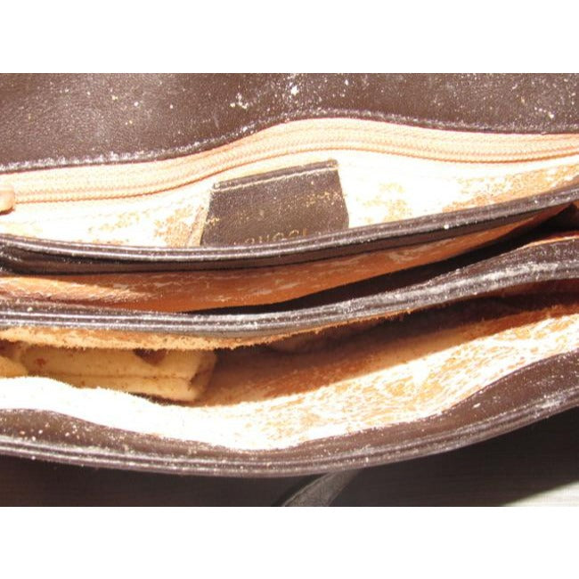 Gucci Vintage Brown Leather With Gold Equestrian Accents Cross Body Bag