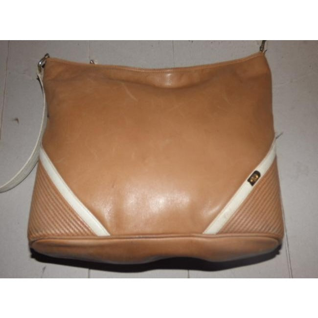 Gucci Vintage Camel Leather With Ivory Accents Satchel
