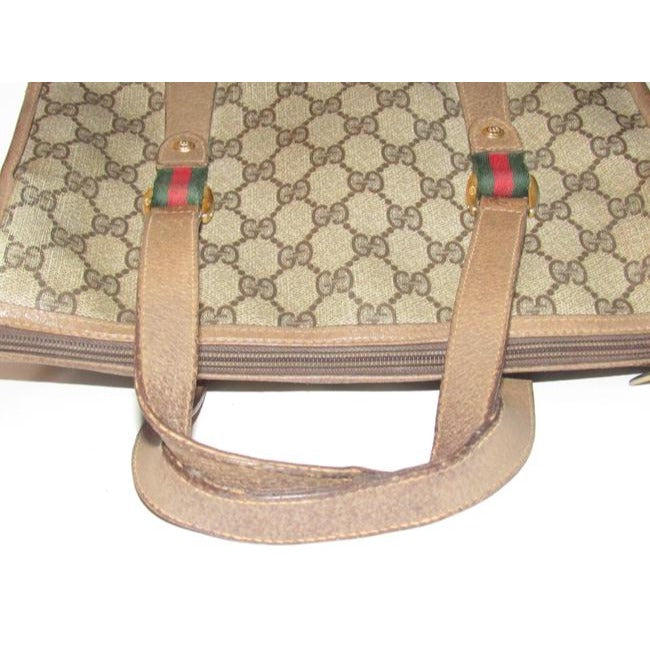 Gucci Vintage Pursesdesigner Purses Brown Large G Logo Print Coated Canvas And Brown Leather With Re