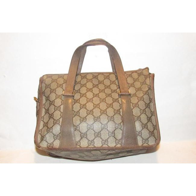 Gucci Vintage Pursesdesigner Purses Brown Large G Logo Print Coated Canvas And Brown Leather With Re
