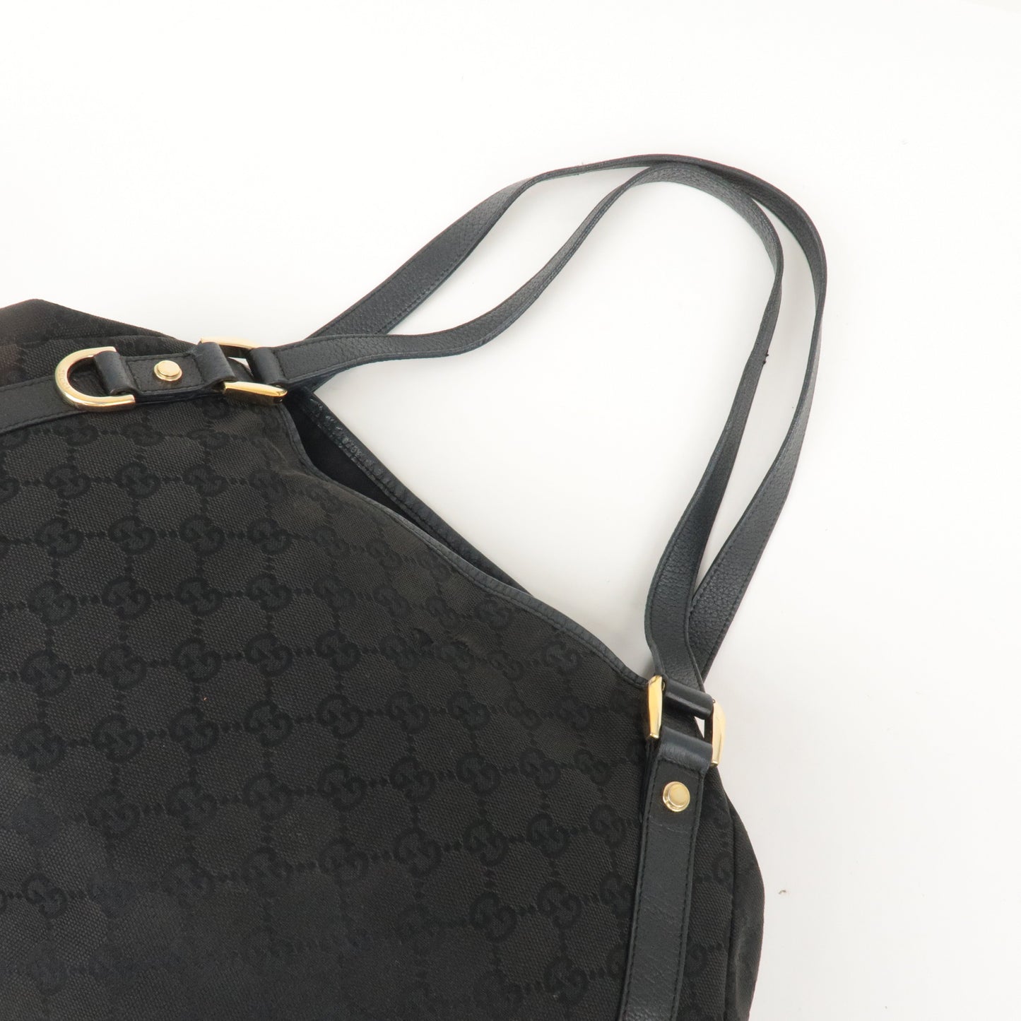 GUCCI Abbey GG Canvas Leather Tote Bag Shoulder Bag Black 130736