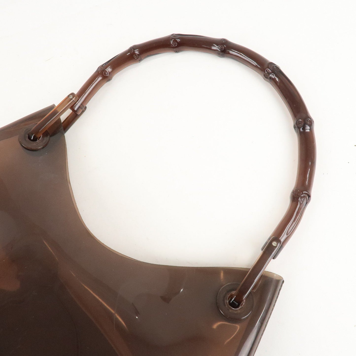 GUCCI Bamboo Vinyl Leather Shoulder Bag Clear Brown 001.2113.1880