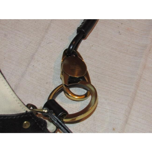Gucci Vintage White And Gg Leather Hobo Bag